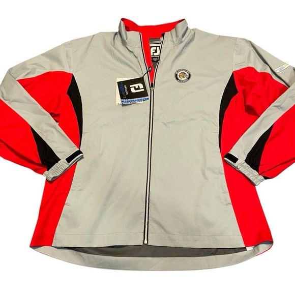 Footjoy Dryjoy Hydrolite Men's XL Red/Grey  Full Zip LongSleeve Golf Rain Jacket - Picture 1 of 9